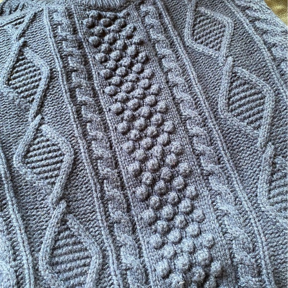 NWT J Crew Cable Knit Mini Sweater Dress Navy Blue BN154 Lambs Wool Blend Ruffle - Picture 9 of 10